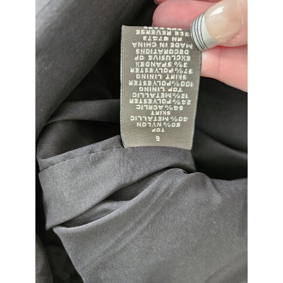 Taylor Ruffle Neck Metallic Cocktail Dress Size 6 Gray Black Silver fixable flaw - Picture 8 of 13